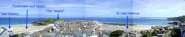 View of St Ives from the top floor of Seabirds House.